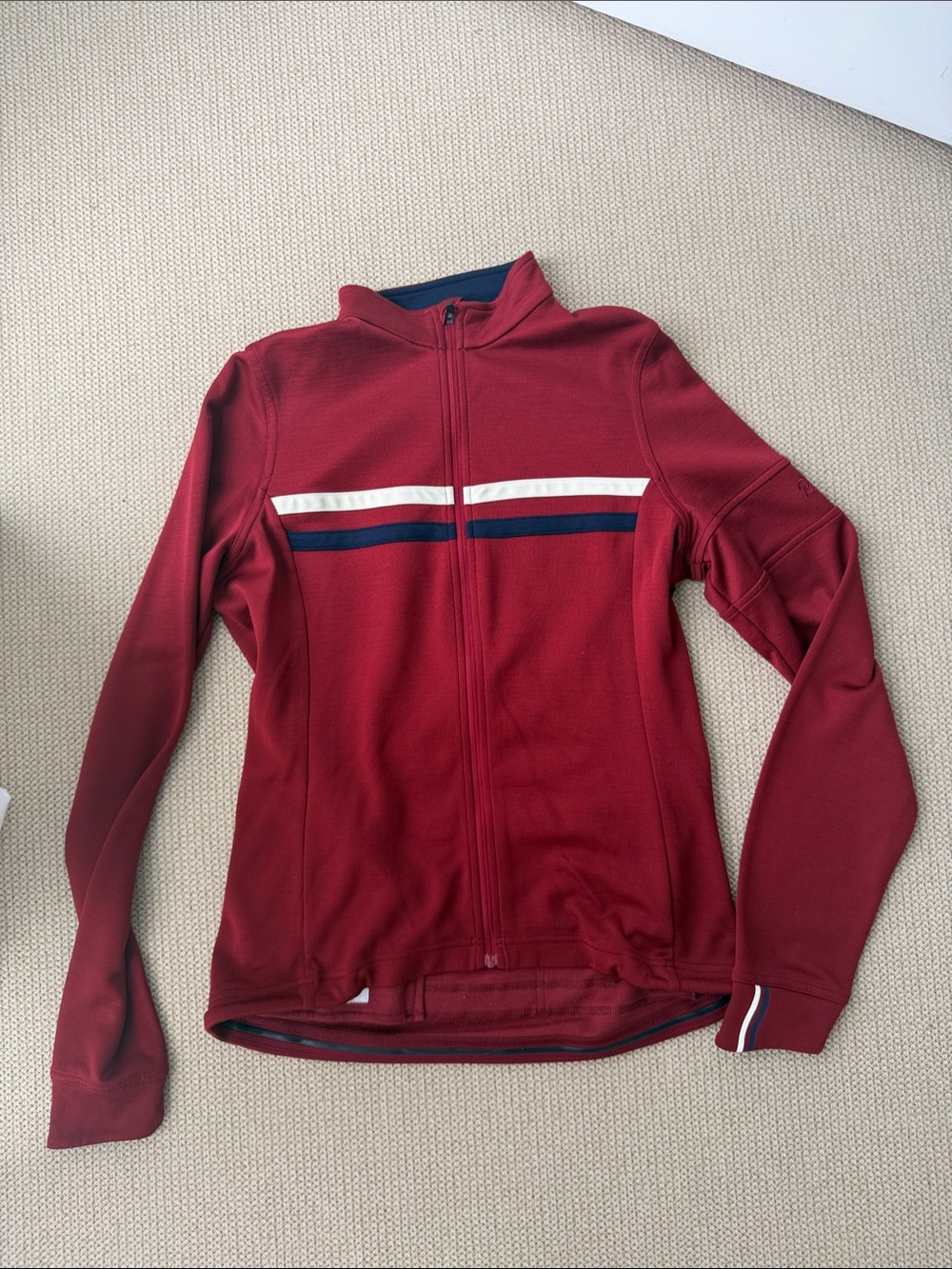 Rapha Women's Brevet Long Sleeve Merino Wool Jersey Large Burgundy